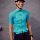 Maillot de cyclisme ES16 à rayures bleu clair - Femme