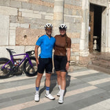Chemise cycliste rayée ES16. bleu ciel