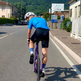 Chemise cycliste rayée ES16. bleu ciel